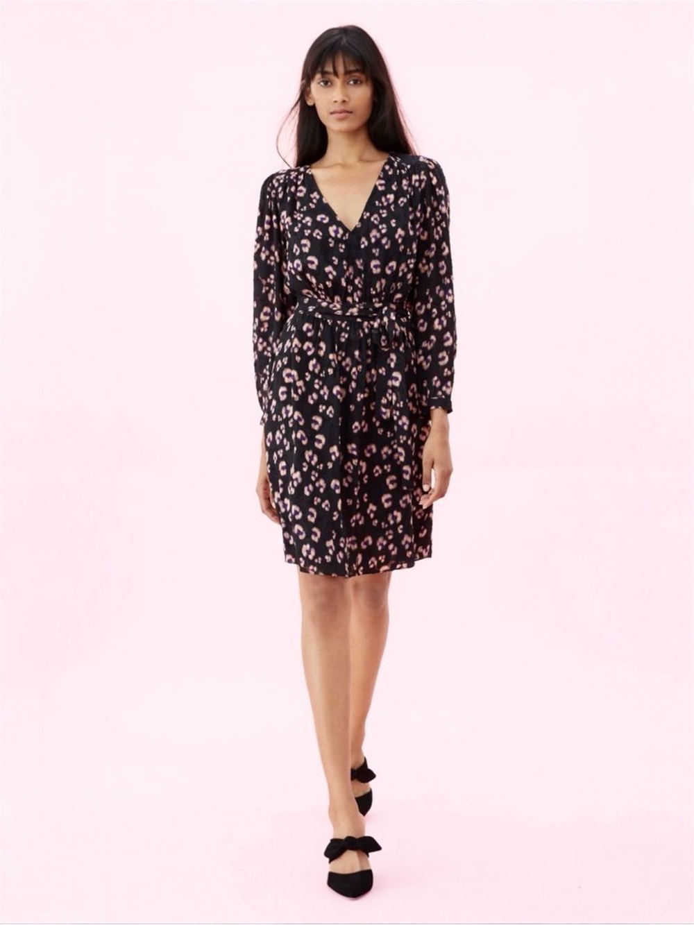 $450 Rebecca Taylor Silk Dress Patterns Embossed Wrapped Midi Dress